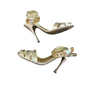 Dolce & Gabbana Iridescent Silver Ankle Strap Sandal Heels size 40